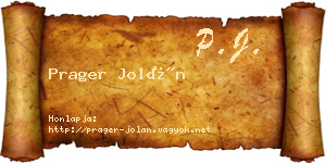 Prager Jolán névjegykártya